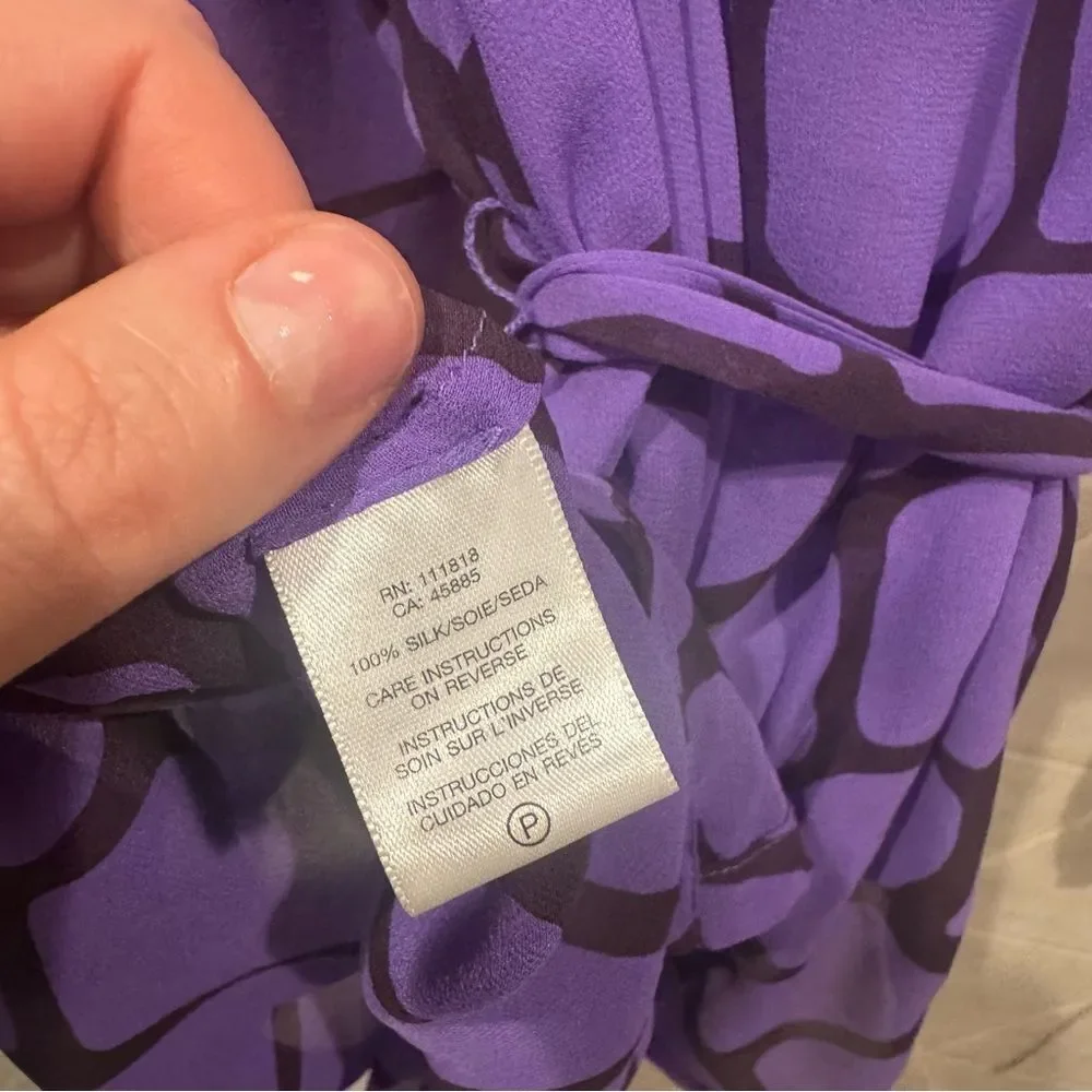 Michael Kors Silk Print purple top L